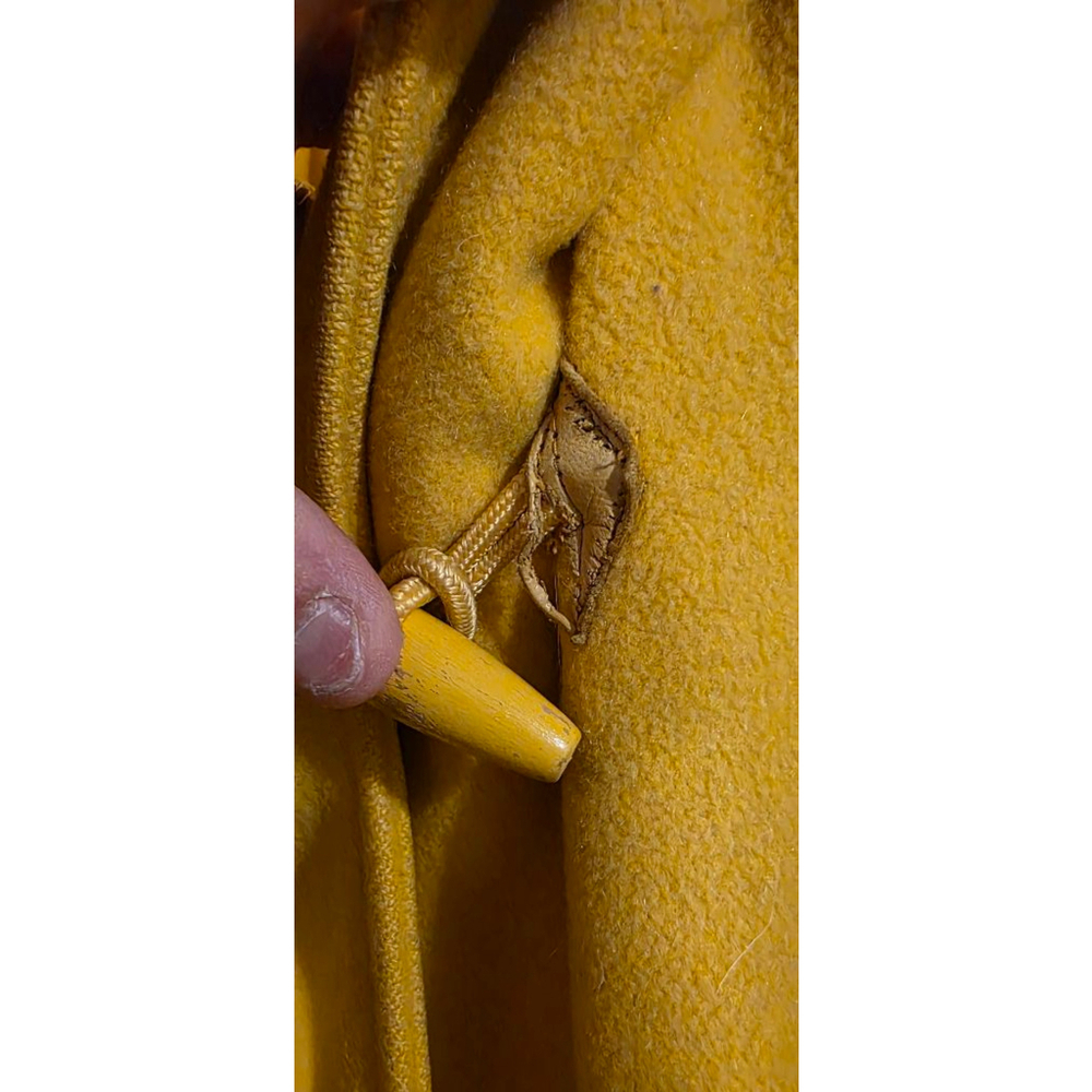 Women's NANCY HELLER Yellow Cashmere Wool Cape Coat with Wooden Toggles XL - Picture 8 of 14